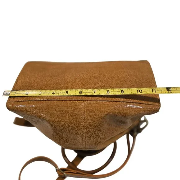 HOBO Sheila Medium Satchel Crossbody Tan Crackle Print Leather Zip Top Bag - Picture 3 of 12